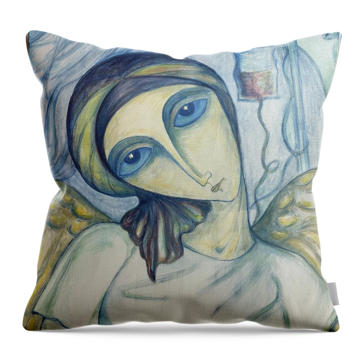 Original Throw Pillow featuring the painting Angel of Mercy by Rae Chichilnitsky