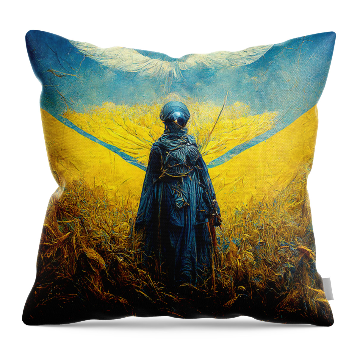 Angel Of Peace Throw Pillow featuring the painting Angel of Peace by Vart