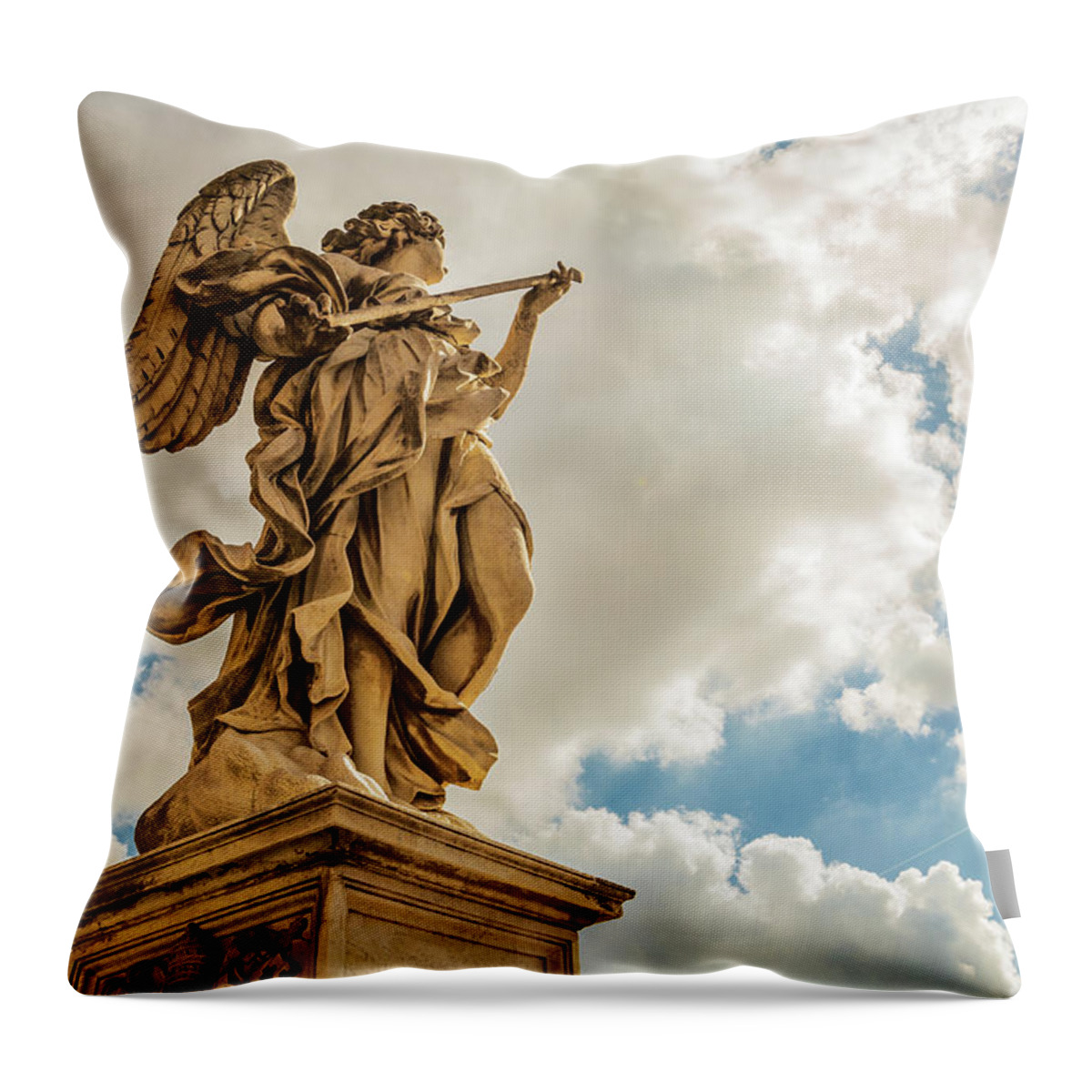 Ponte Sant'angelo Throw Pillow featuring the photograph Angel with the Lance by Fabiano Di Paolo