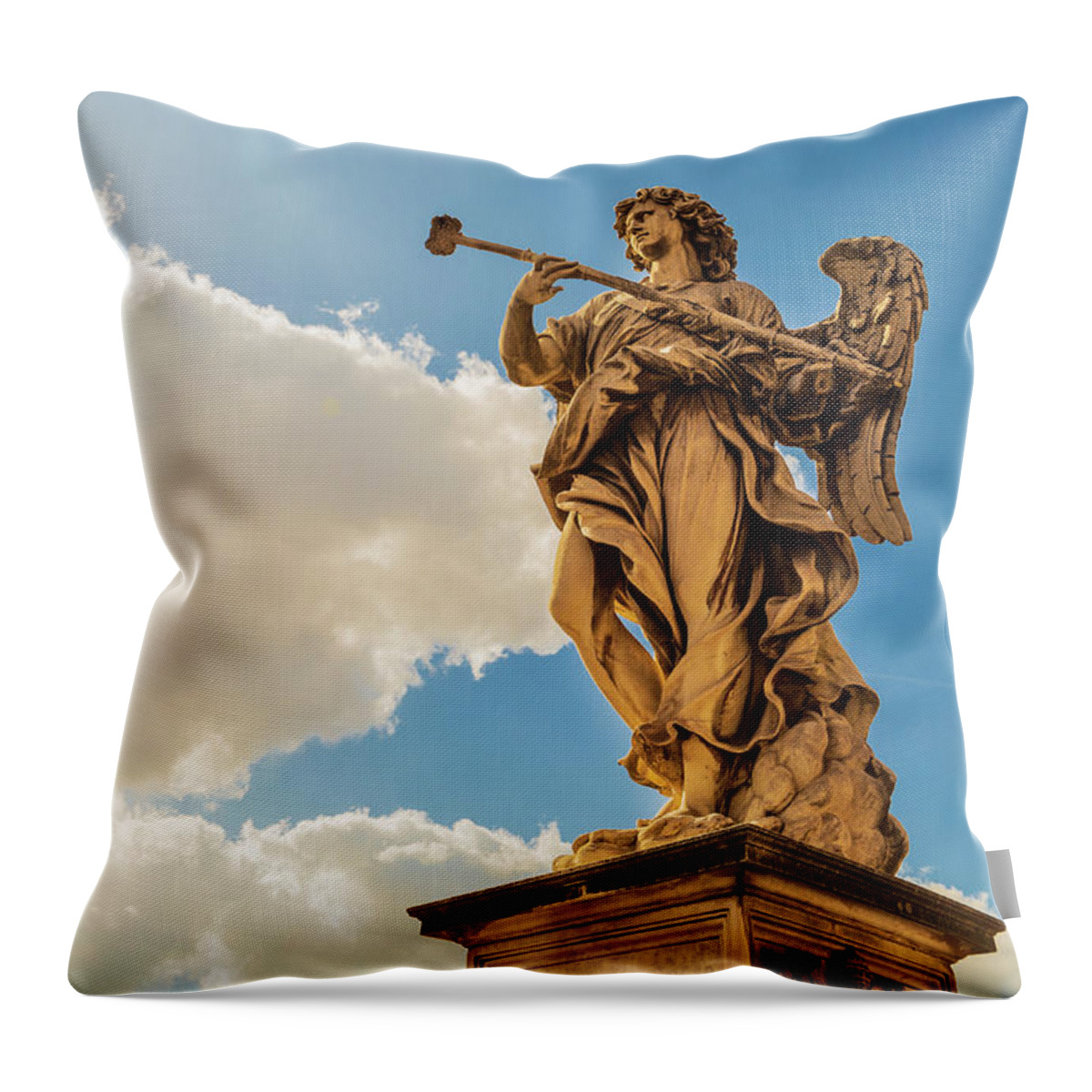 Ponte Sant'angelo Throw Pillow featuring the photograph Angel with the Sponge by Fabiano Di Paolo