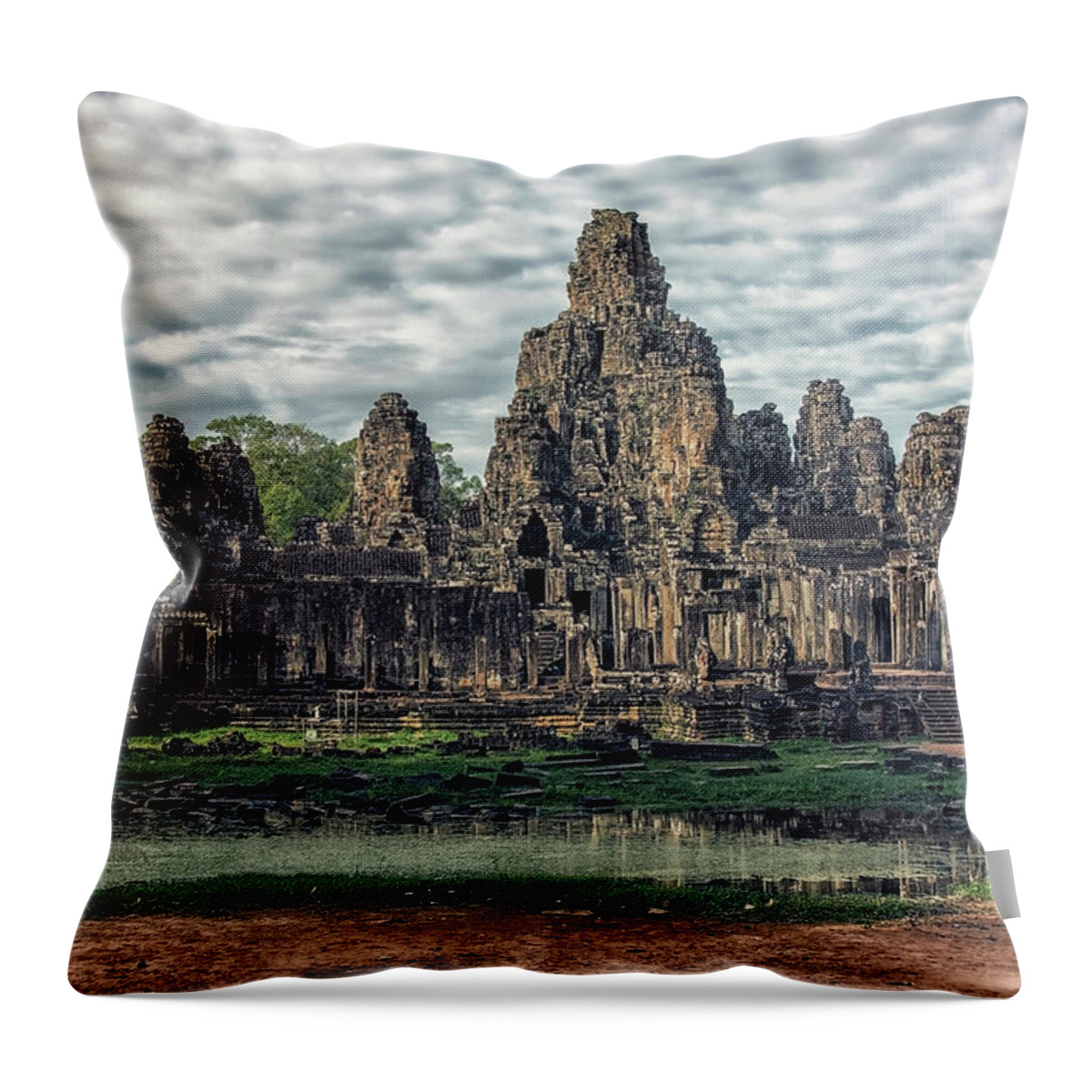 Ancient Throw Pillow featuring the photograph Angkor Thom by Manjik Pictures