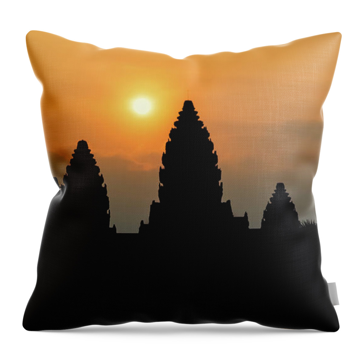 Angkor Wat Throw Pillow featuring the photograph Angkor Wat Dawn by Dave Bowman