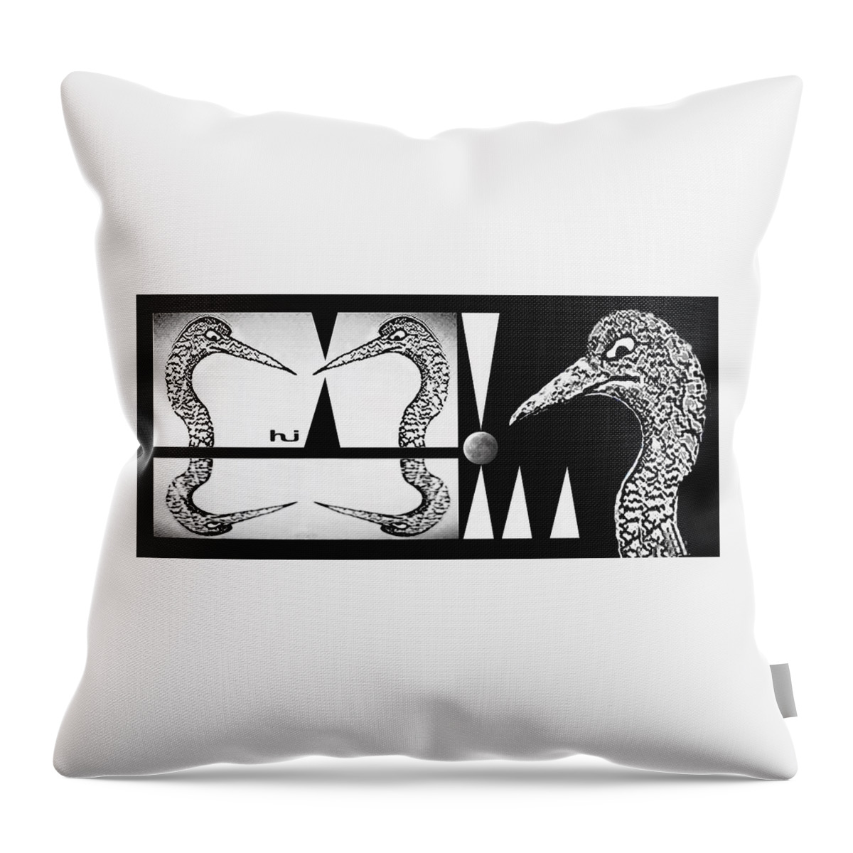Bird Throw Pillow featuring the mixed media The Birds Are Angry by Hartmut Jager