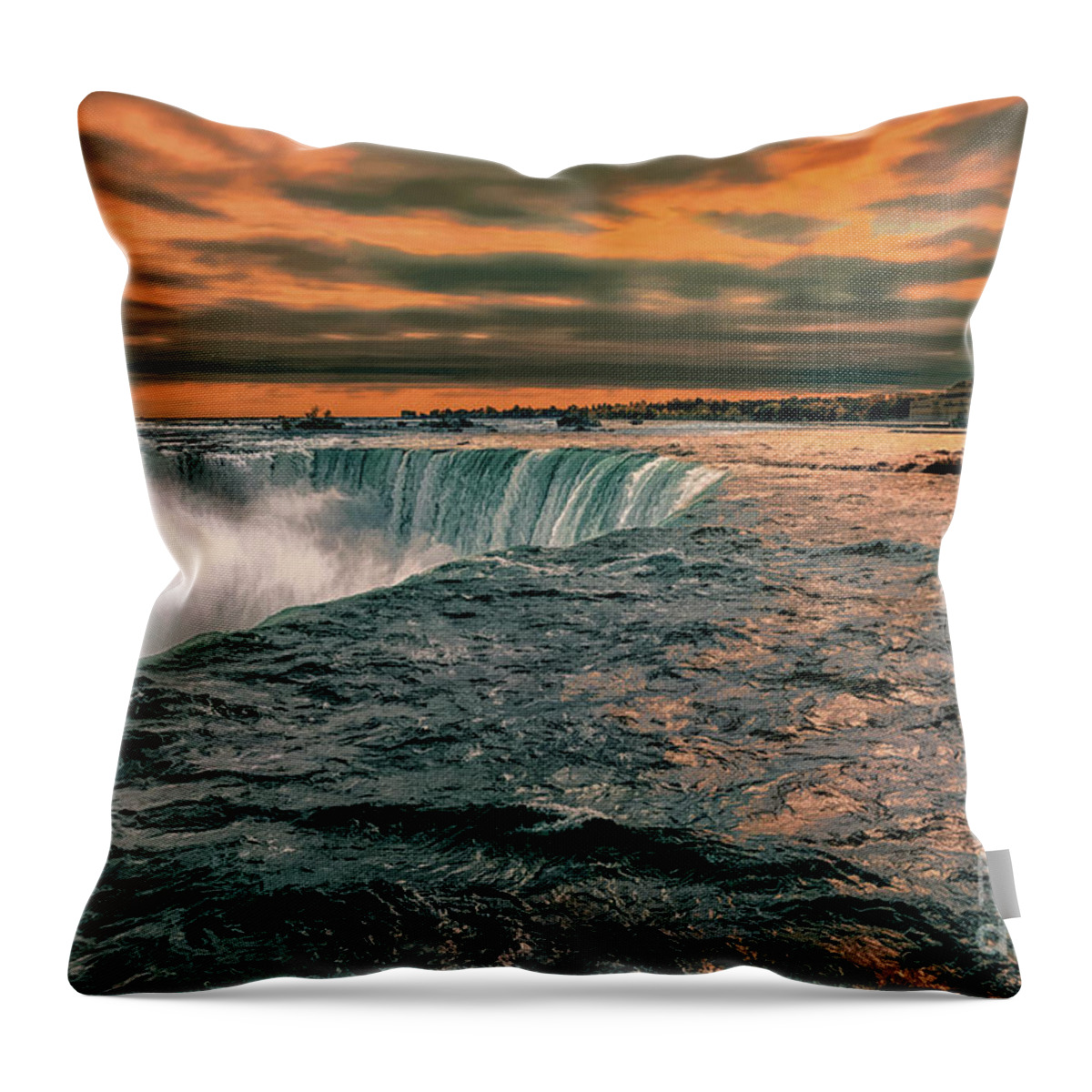 Top Artist Throw Pillow featuring the photograph Angry Sunset Over Niagara Falls by Norman Gabitzsch
