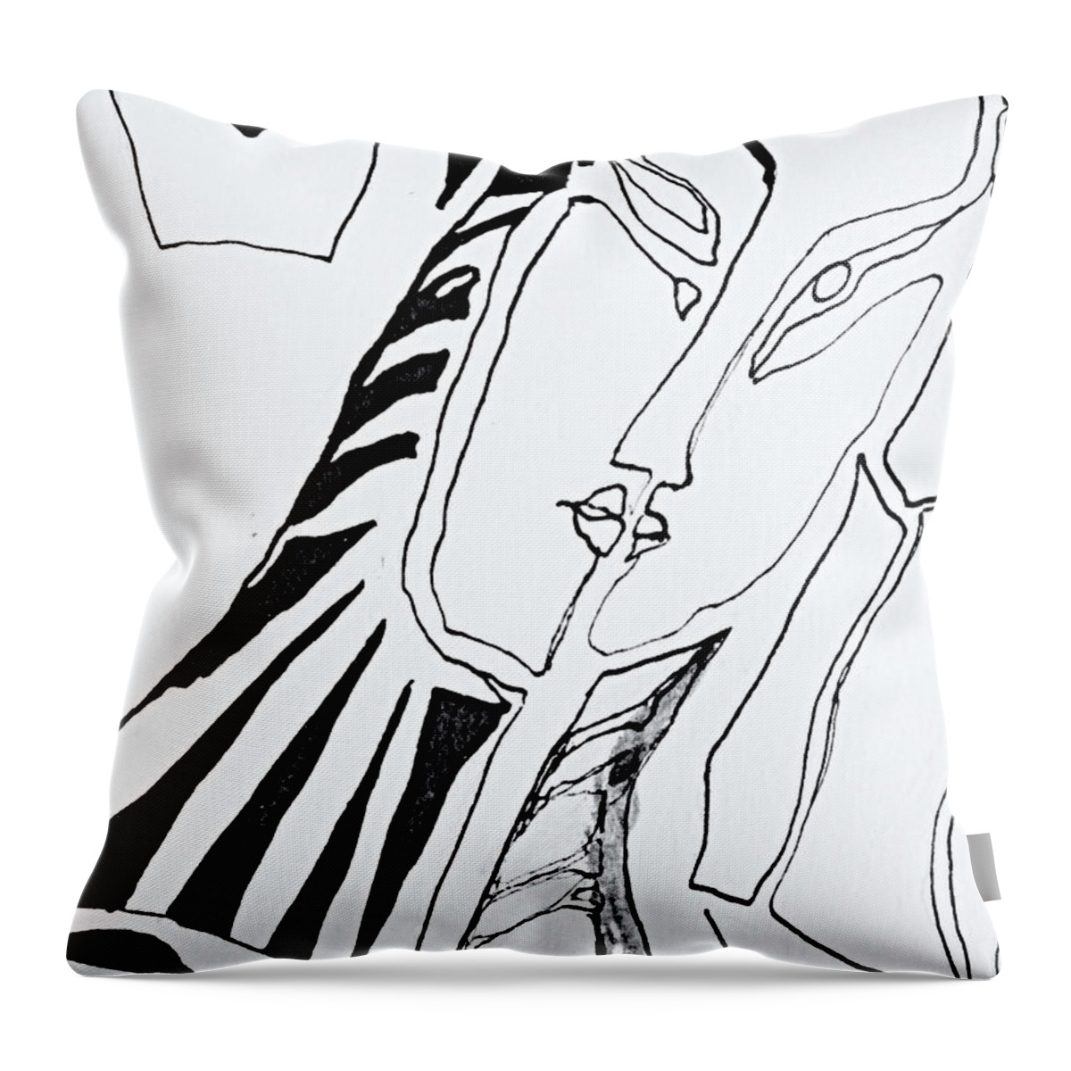Angst Throw Pillow featuring the painting Angst-17 by Katerina Stamatelos