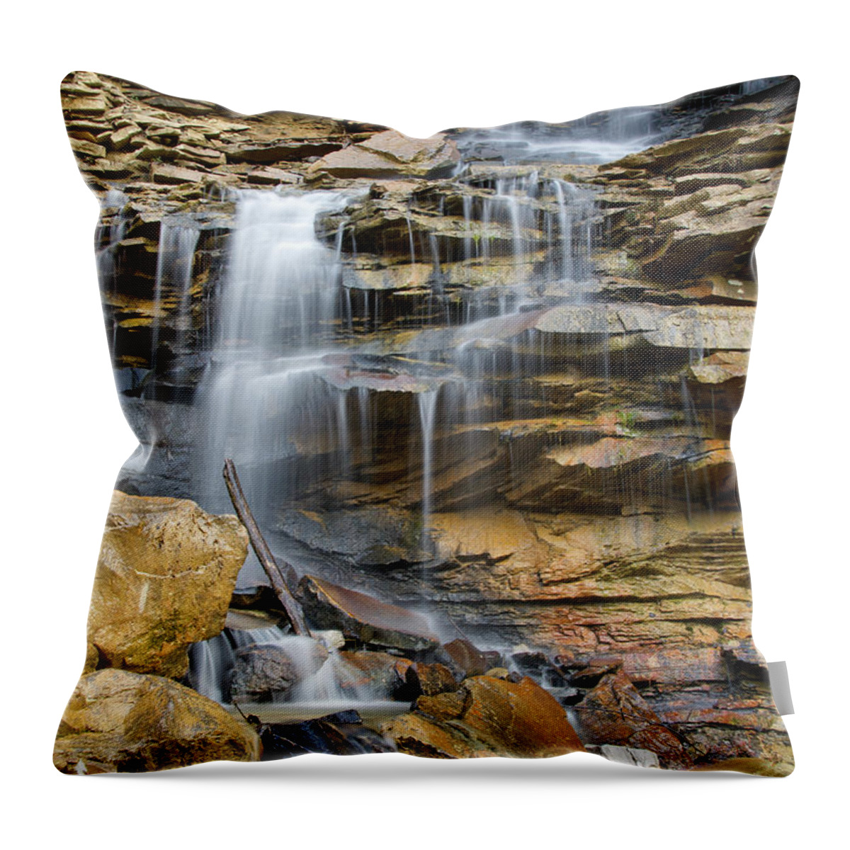 Triple Falls Throw Pillow featuring the photograph Another Waterfall On Bruce Creek 2 by Phil Perkins