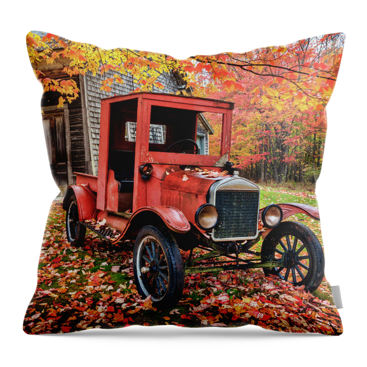 Autumn Throw Pillow featuring the photograph 1925 Ford Pickup a4923 by Greg Hartford