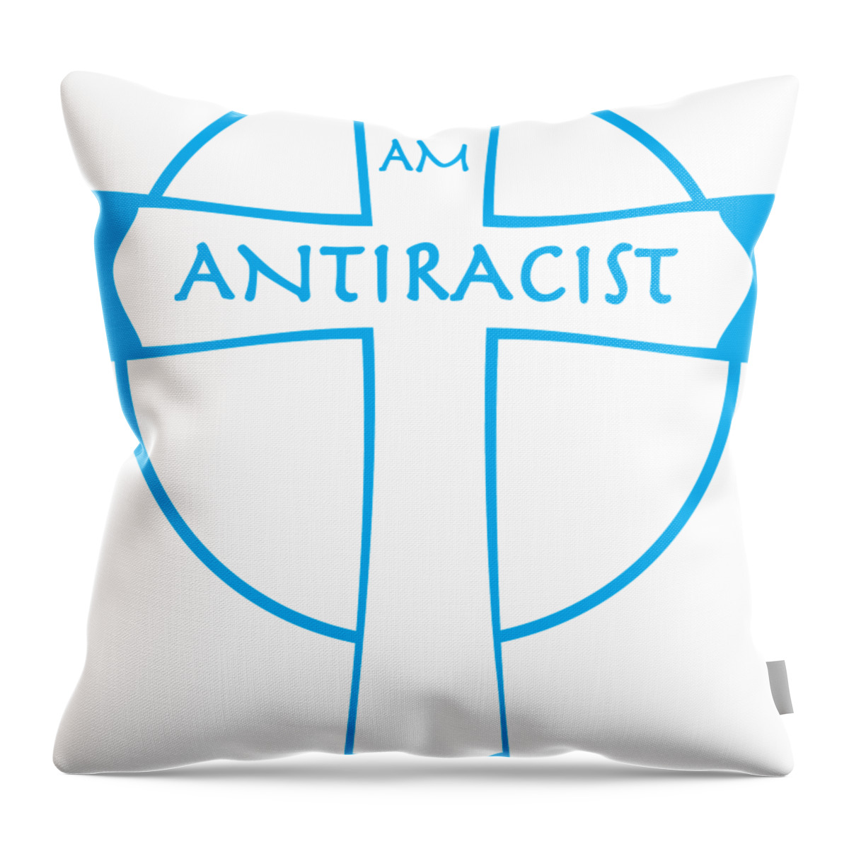 Antiracist Throw Pillow featuring the digital art Antiracist Cross Light Blue by LaSonia Ragsdale