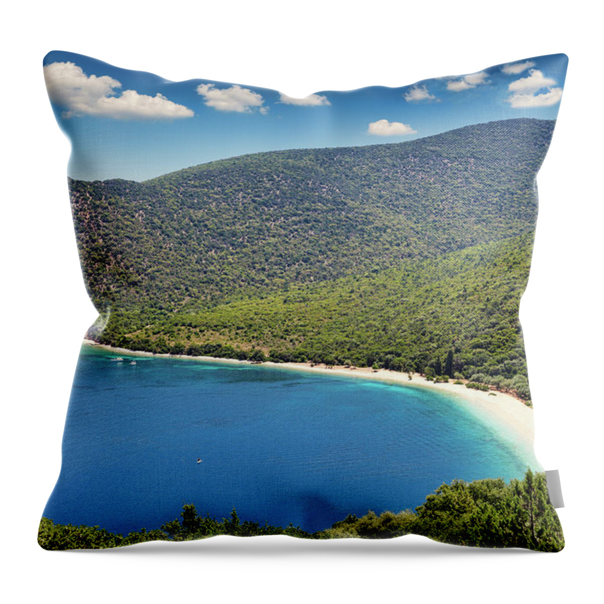 Antisamos Throw Pillow featuring the photograph Antisamos beach in Kefalonia, Greece by Constantinos Iliopoulos