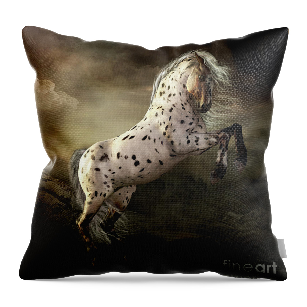 Appaloosa Rearing Throw Pillow featuring the digital art Appaloosa Rearing by Shanina Conway