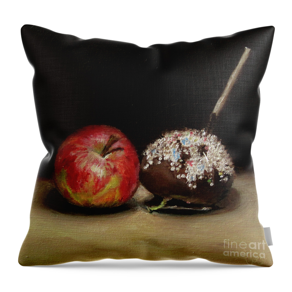 Apple Throw Pillow featuring the painting Apple and Chocolate by Ulrike Miesen-Schuermann