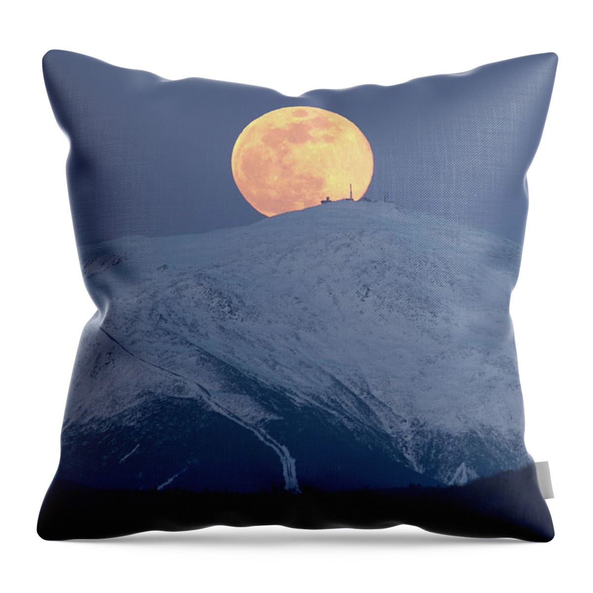April Throw Pillow featuring the photograph April Supermoon over Washington by White Mountain Images
