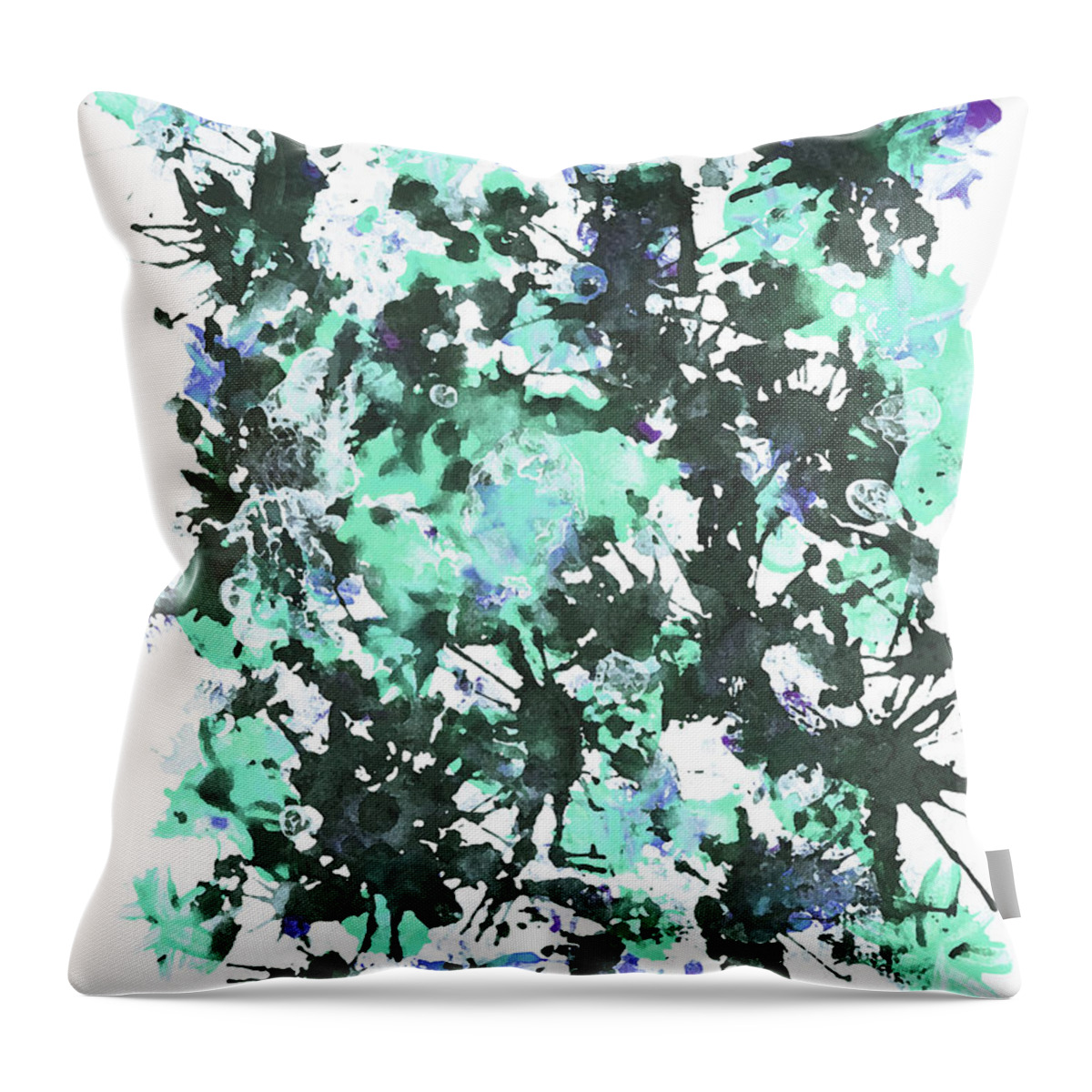 Blue Throw Pillow featuring the digital art Aqua Blue Bouquet #2 by Donald Presnell