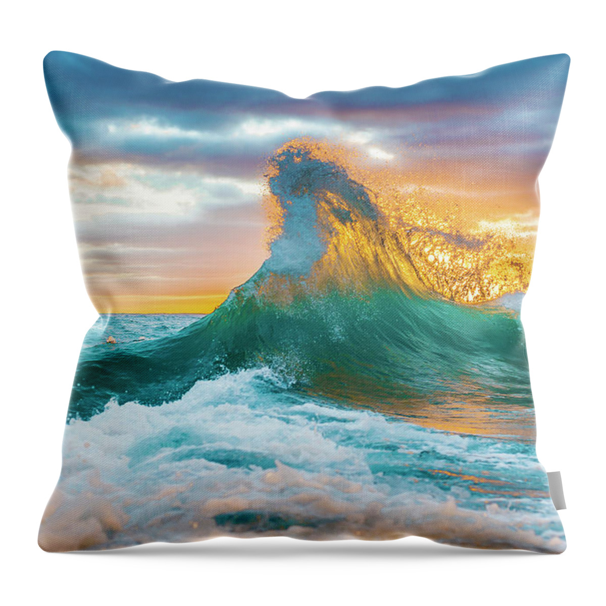 Aqua Fire Vibrant Back Wash Wave Hawaii Throw Pillow featuring the photograph Aqua Fire Vibrant by Leonardo Dale