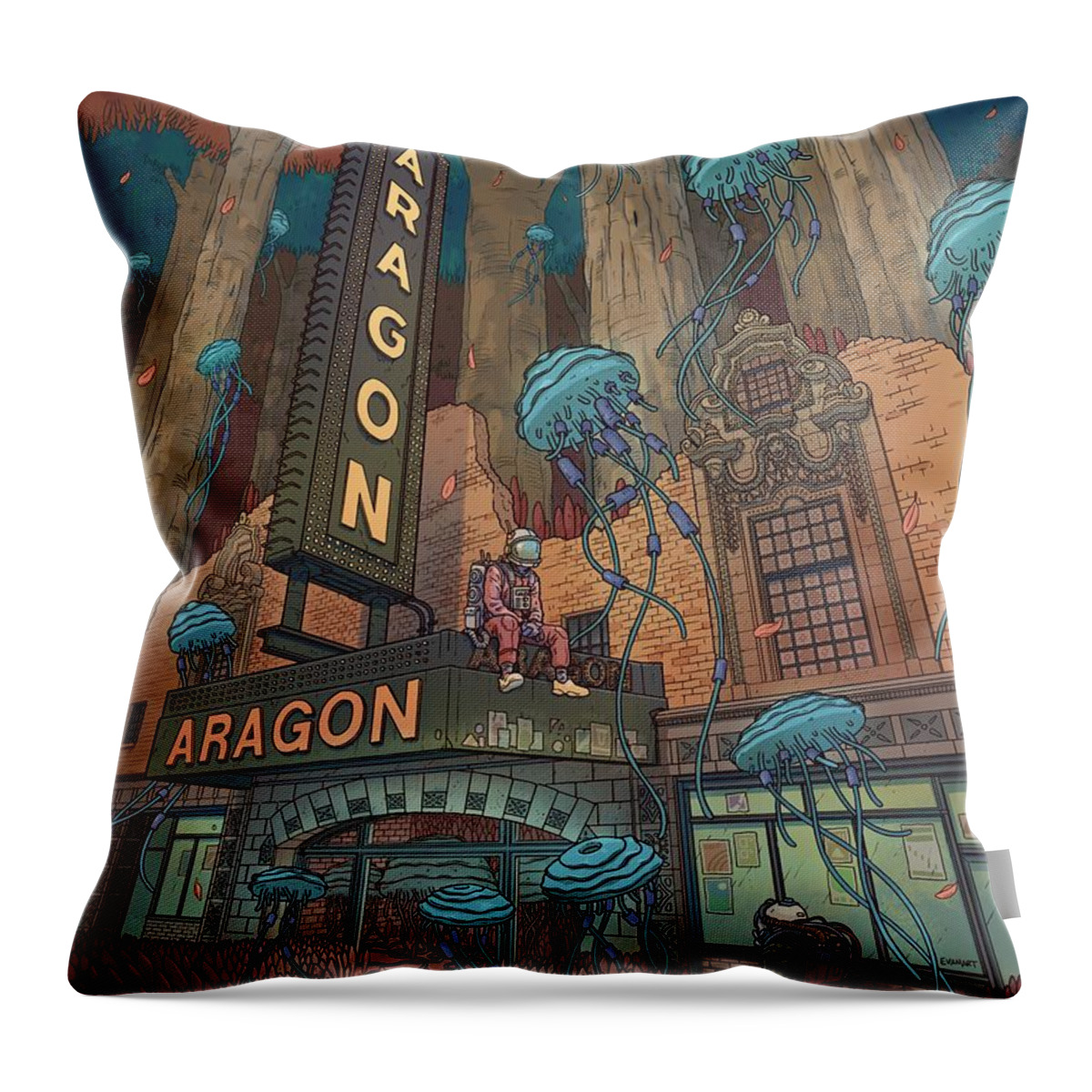 Chicago Throw Pillow featuring the digital art Aragon Ballroom by EvanArt - Evan Miller