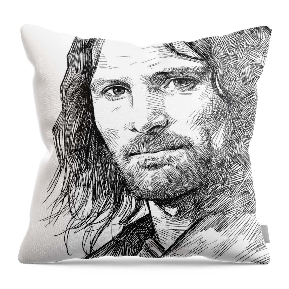 Aragorn Throw Pillow featuring the digital art Aragorn - Viggo Mortensen by Darko B