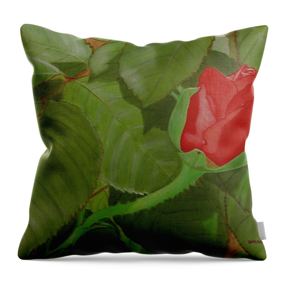Rose Throw Pillow featuring the painting Arboretum Rose by Donna Manaraze