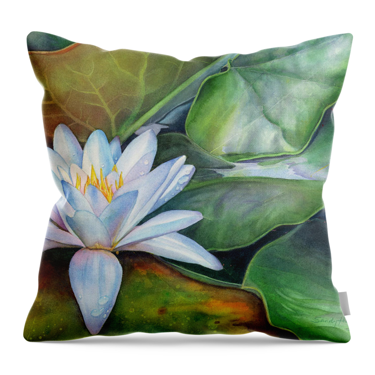Original Watercolor Painting Throw Pillow featuring the painting Arboretum Star by Sandy Haight