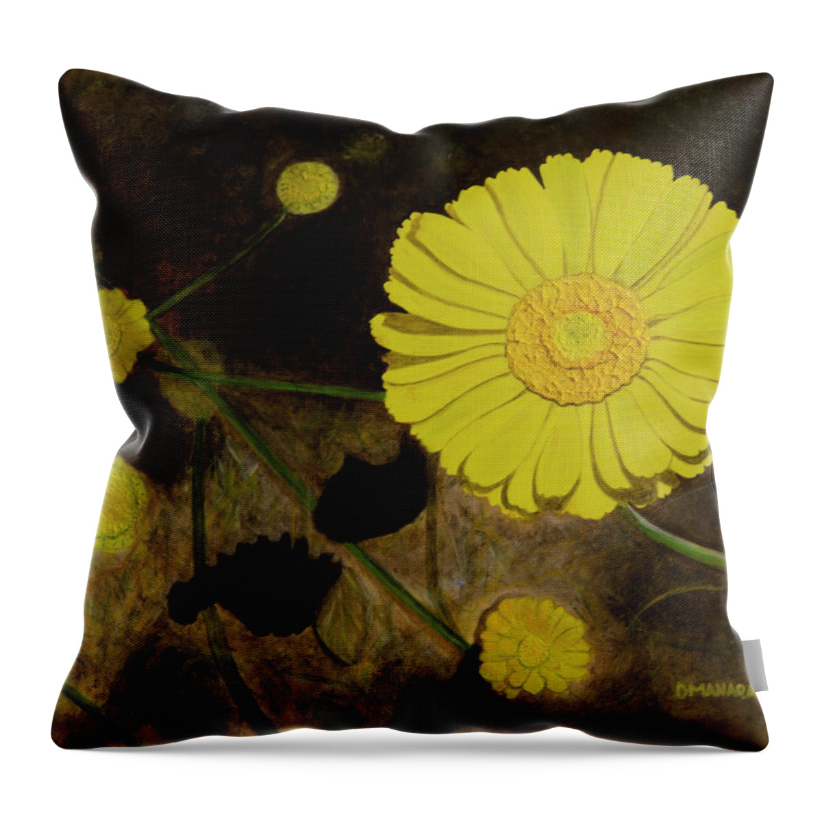 Floral Throw Pillow featuring the painting Arboretum Wildflower by Donna Manaraze