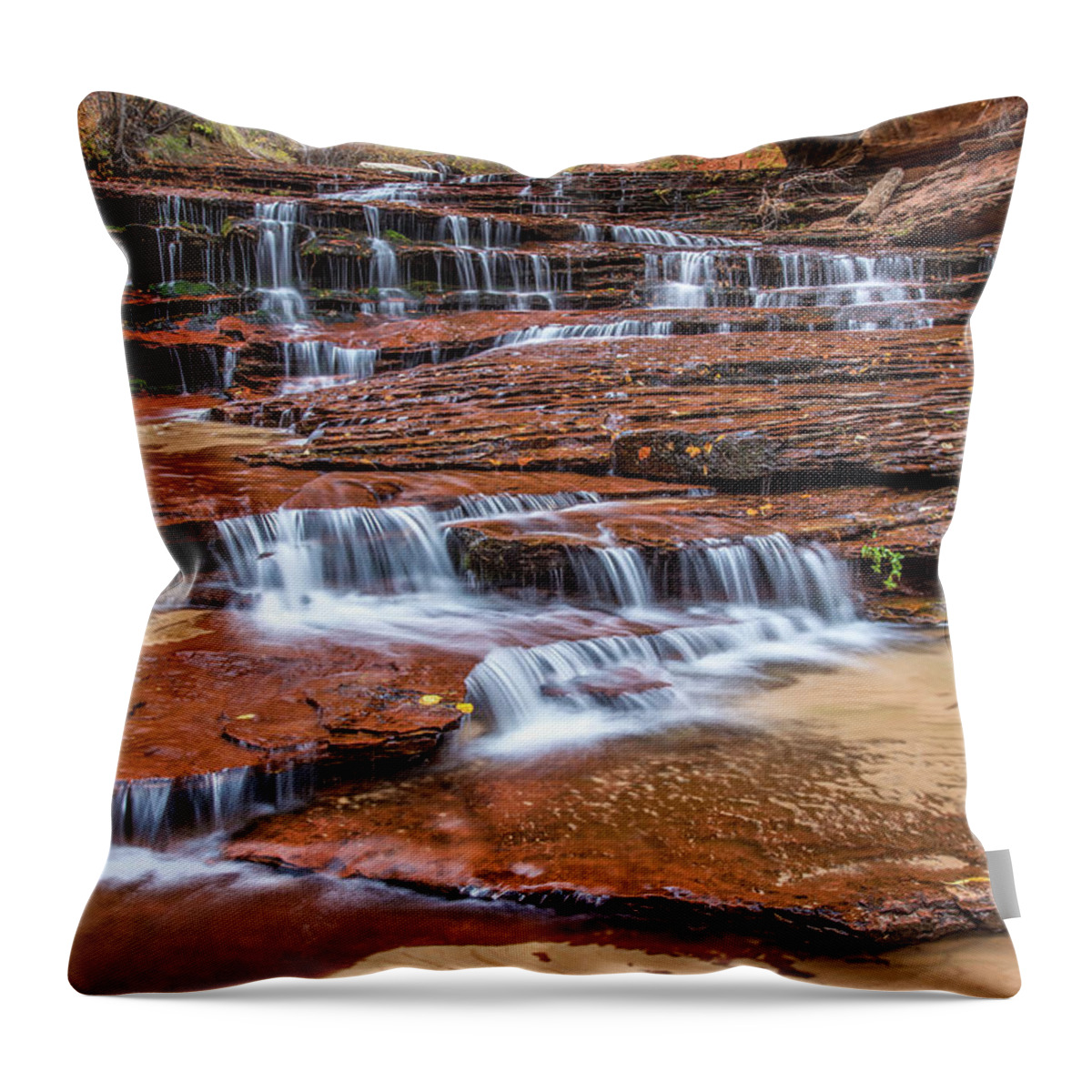 Archangel Falls Throw Pillow featuring the photograph Archangel falls Zion Utah by Pierre Leclerc Photography