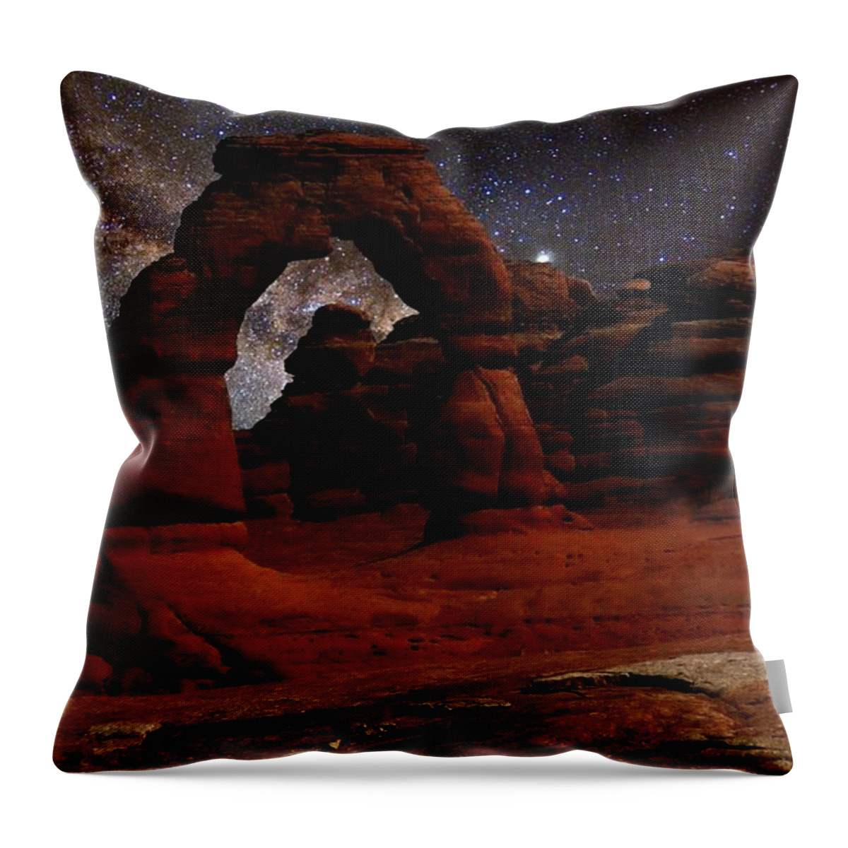 Arches National Park Night Digital Throw Pillow featuring the digital art Arches at Night by Bob Shimer