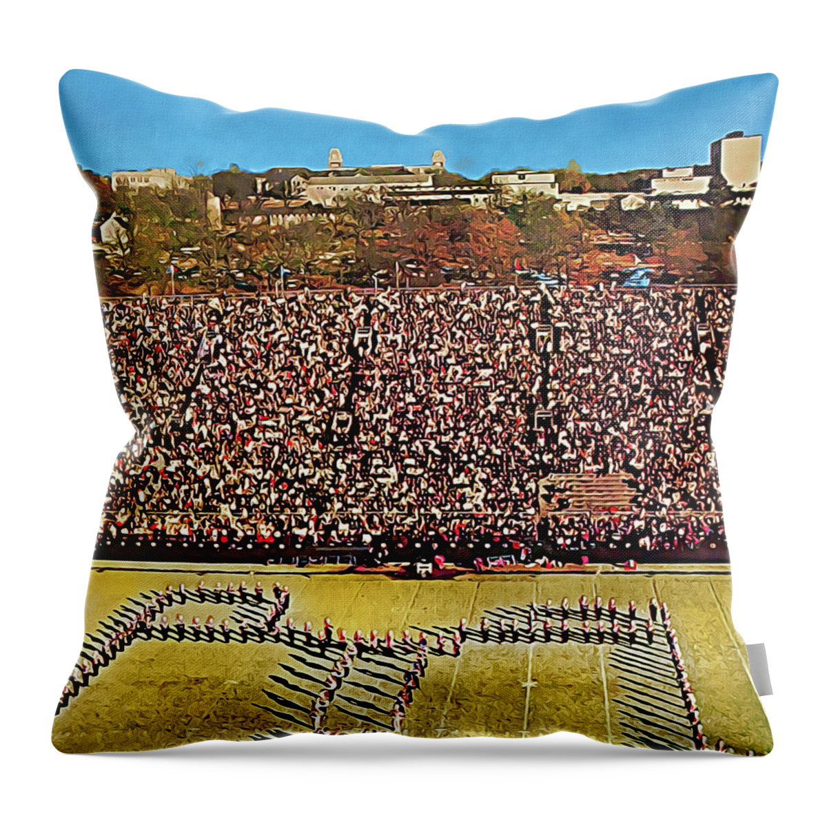 Arkansas Throw Pillow featuring the mixed media Arkansas Football Gameday Art by Row One Brand