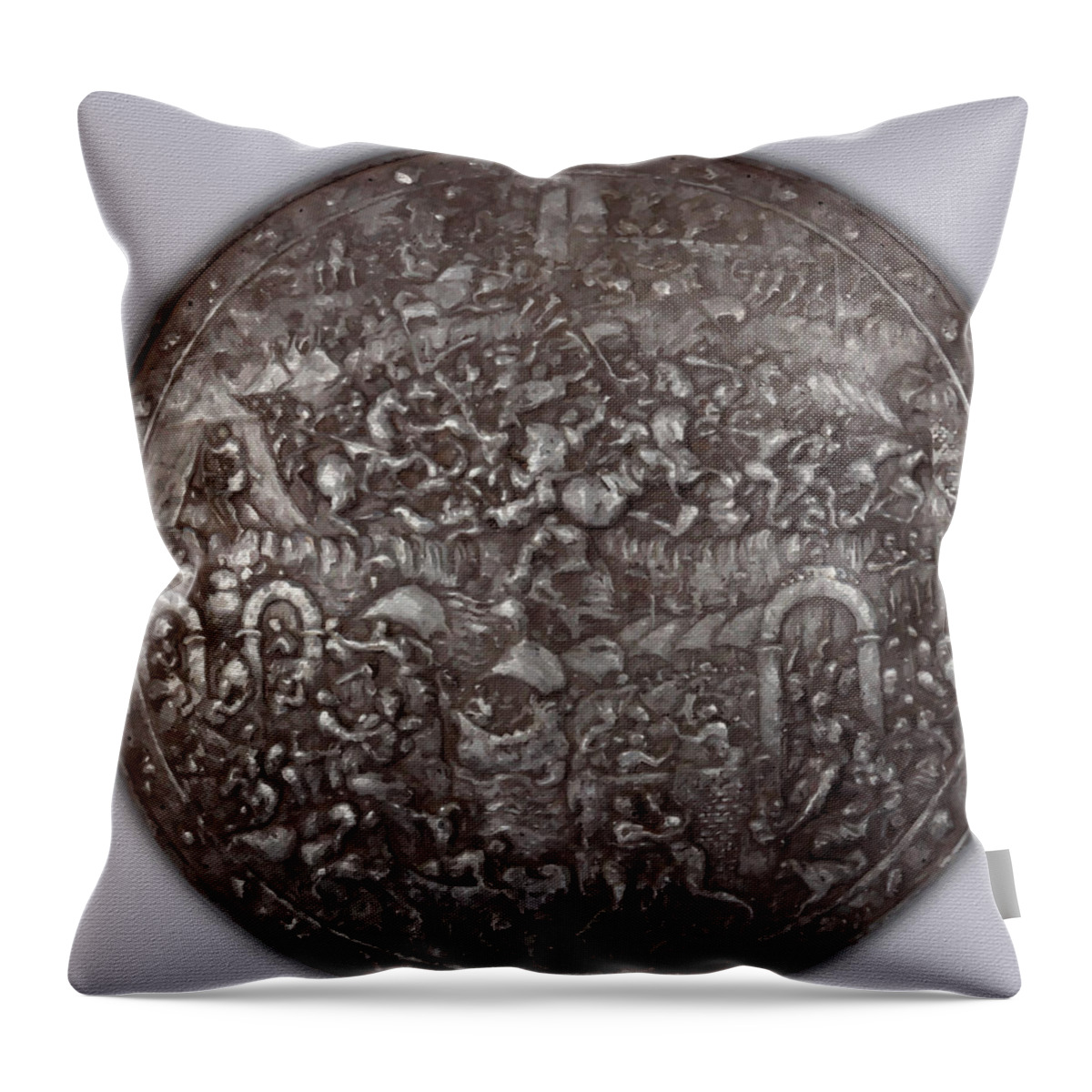 Armor Throw Pillow featuring the painting Armor Study Shield 1 by Tony Rubino
