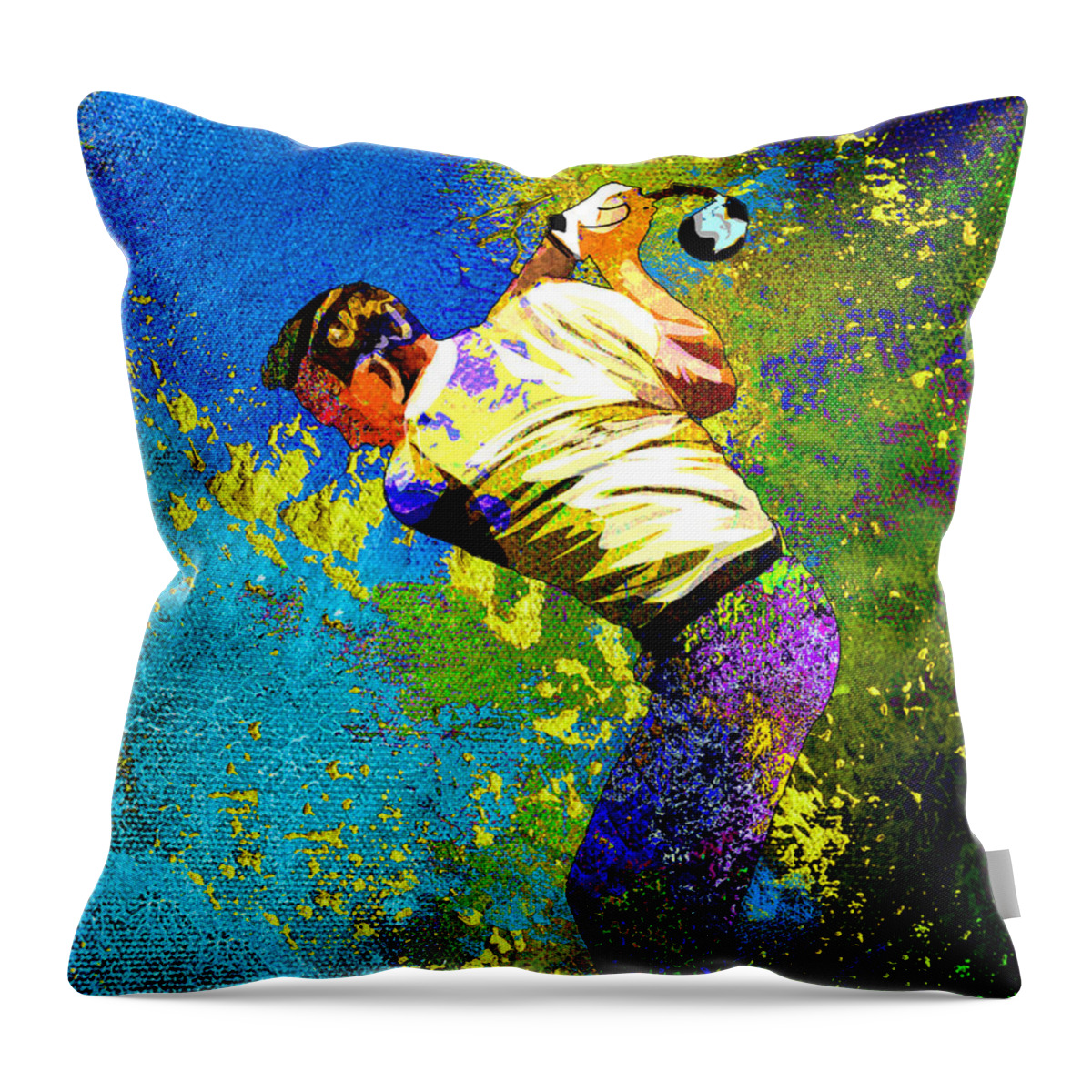 Arnold Palmer Throw Pillow featuring the mixed media Arnold Palmer Dream 01 by Miki De Goodaboom