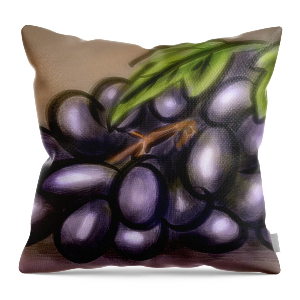 Grapes Throw Pillow featuring the digital art Art - A Bunch of Grapes by Matthias Zegveld