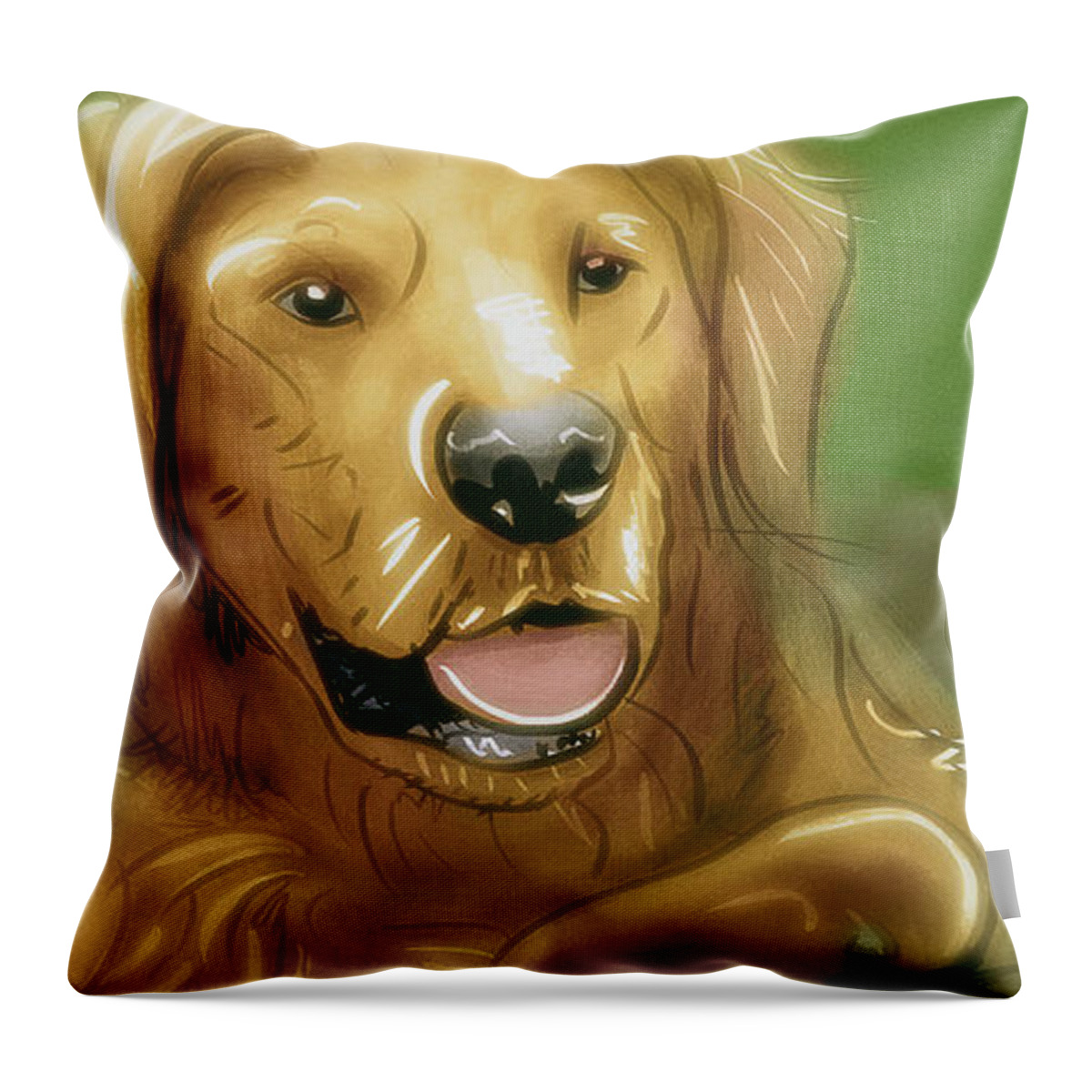 Dogs Throw Pillow featuring the digital art Art - A Golden Friend by Matthias Zegveld