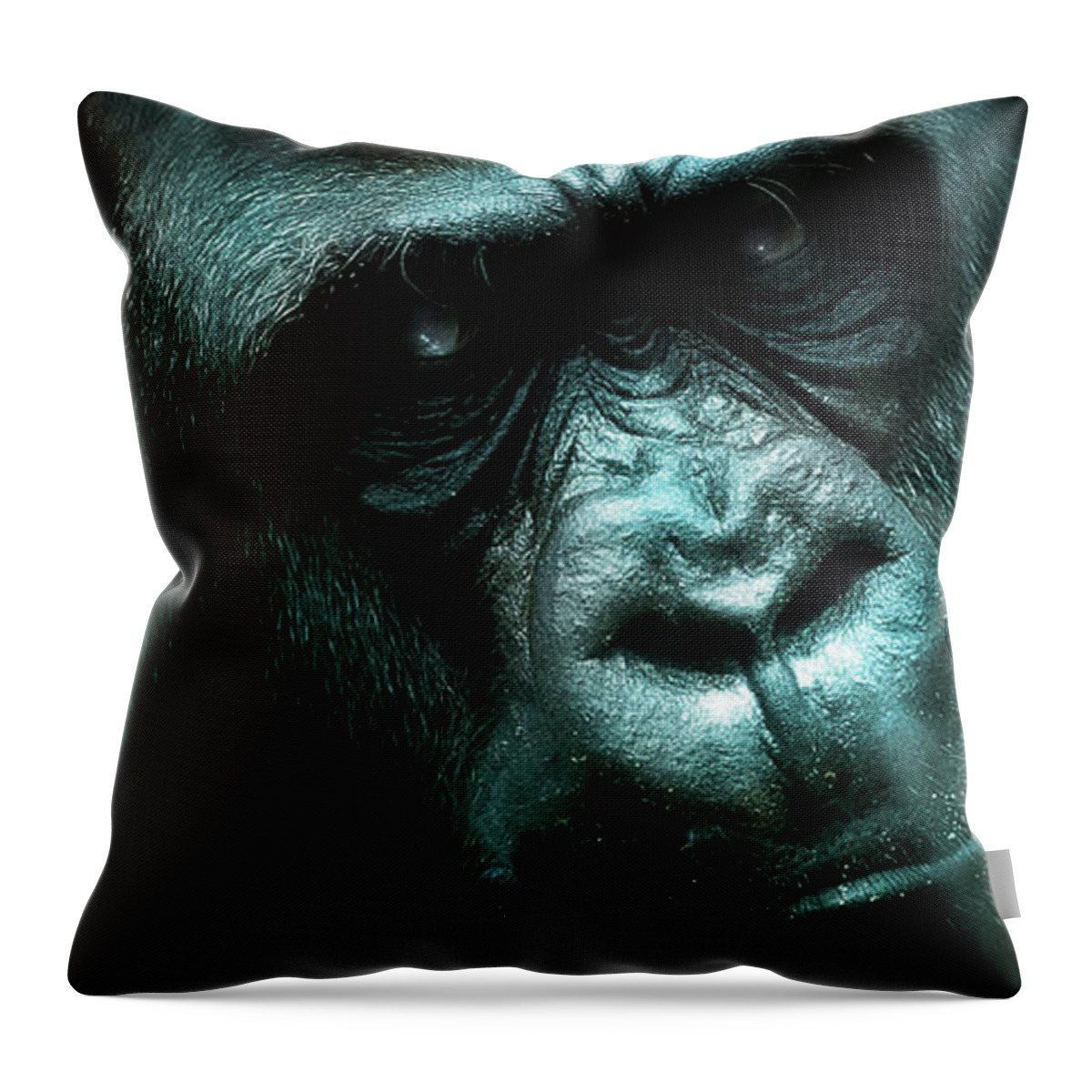 Gorilla Throw Pillow featuring the digital art Art - Angry Gorilla by Matthias Zegveld