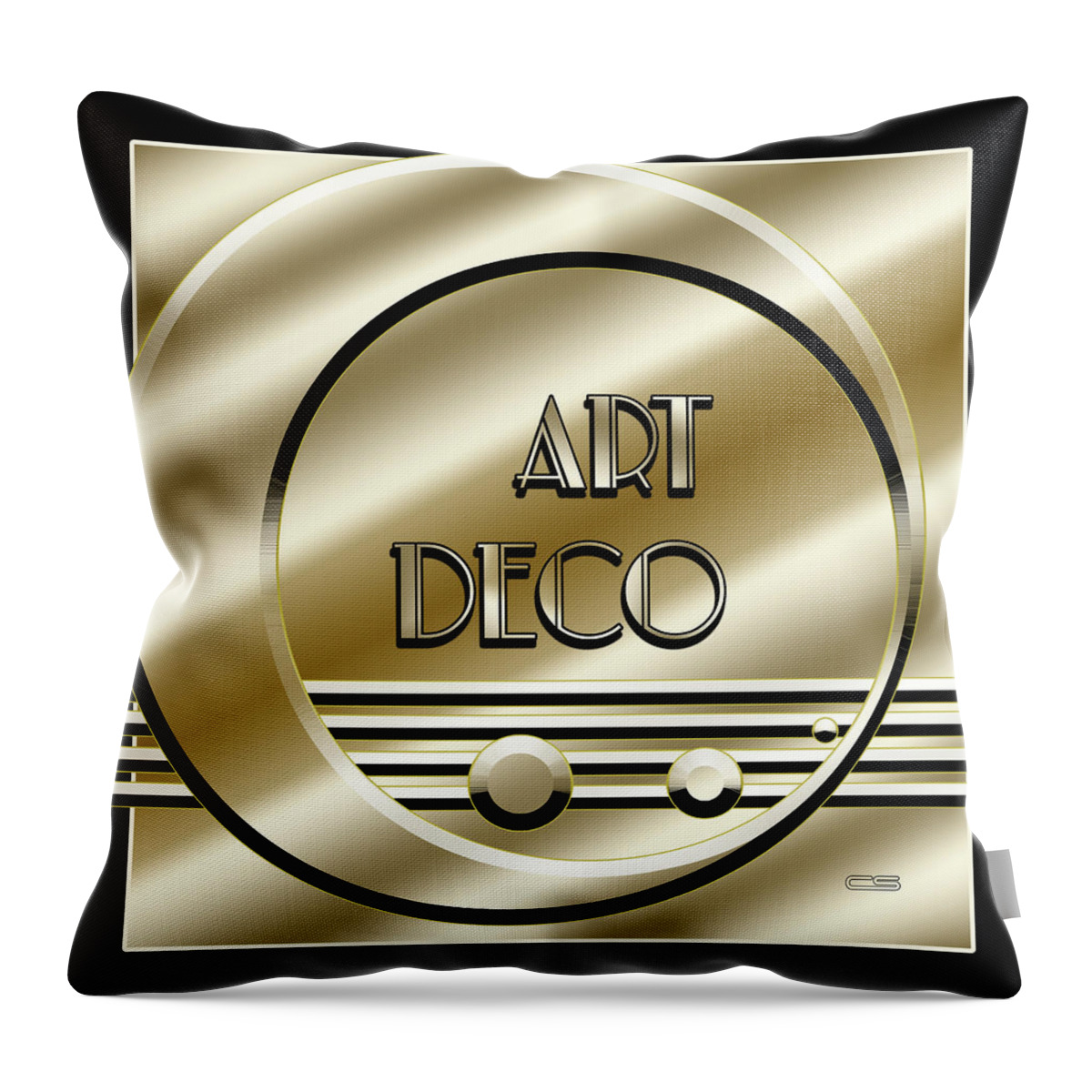 Staley Throw Pillow featuring the digital art Art Deco Logo - Gold by Chuck Staley