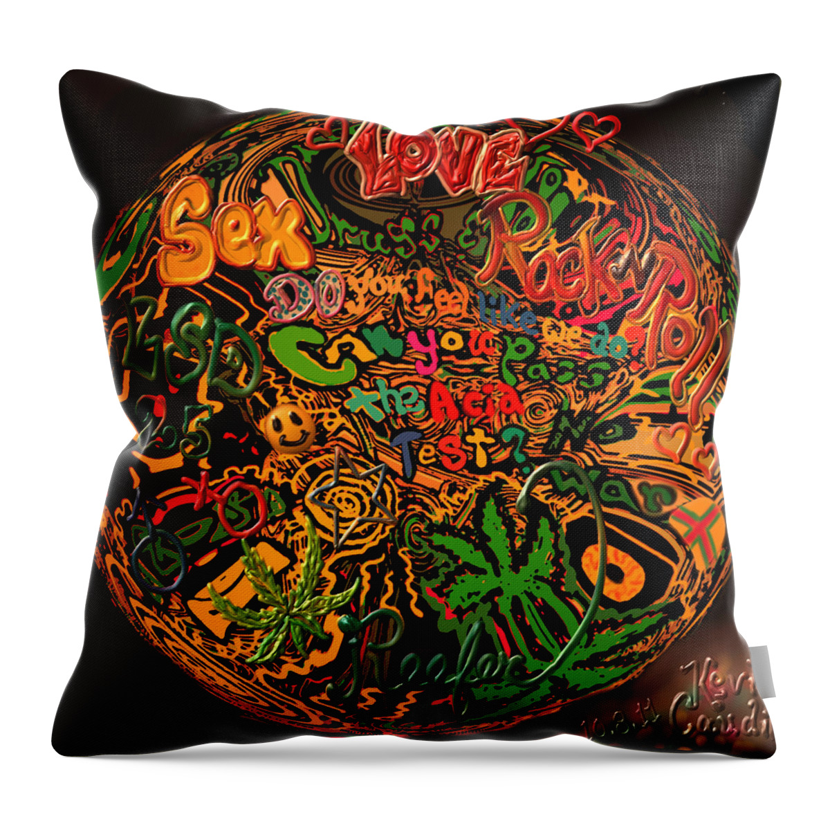 Sex Throw Pillow featuring the painting Art Of Sixtynine by Kevin Caudill