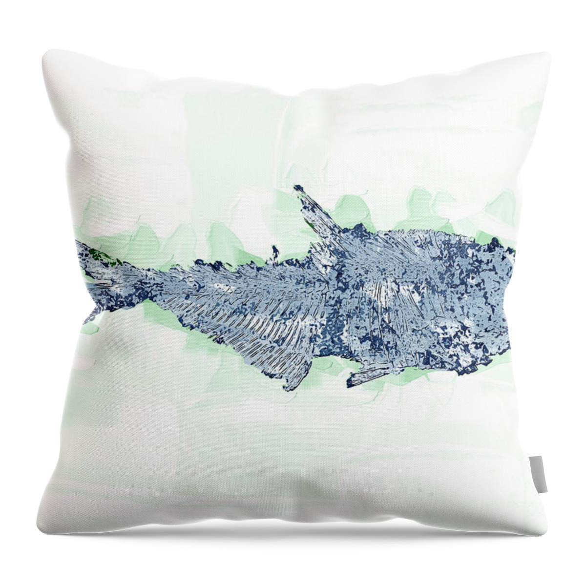 Blue Throw Pillow featuring the photograph Artistic Fossil Fish by Pete Klinger