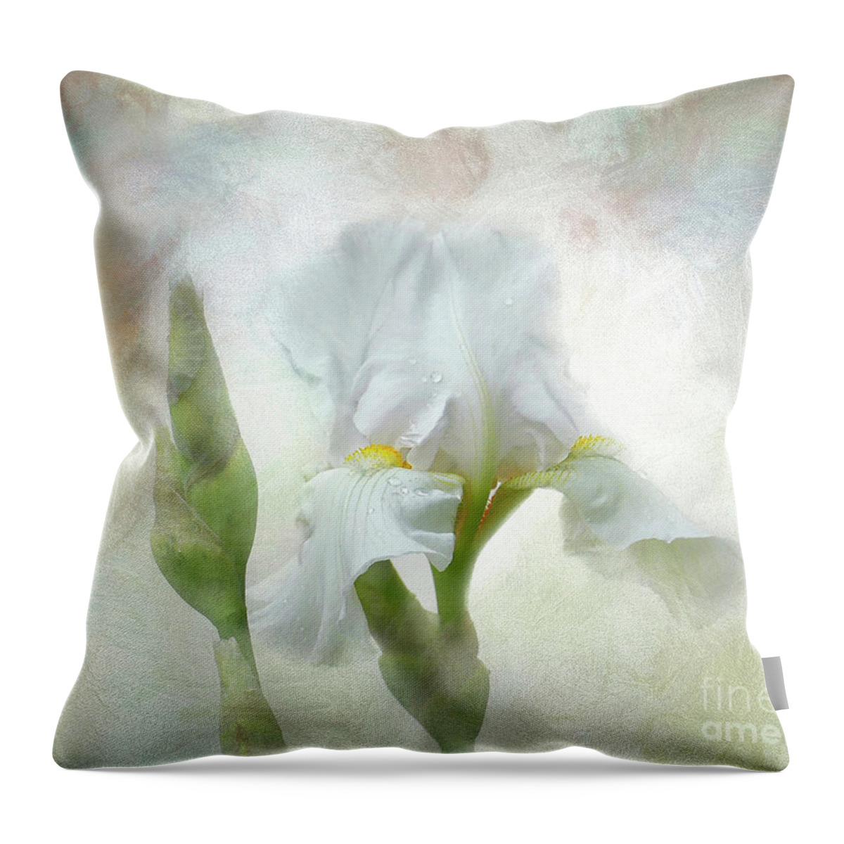 Iris Throw Pillow featuring the digital art Artistic White Iris by Amy Dundon