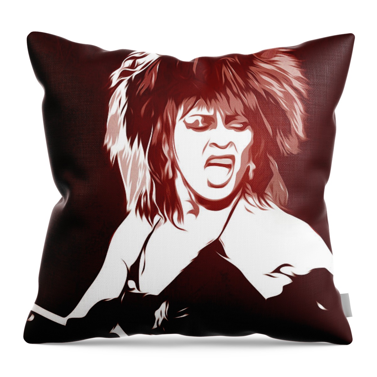 Art Throw Pillow featuring the digital art Tina Turner - Pop Art - Digital Art by William Cuccio aka WCSmack