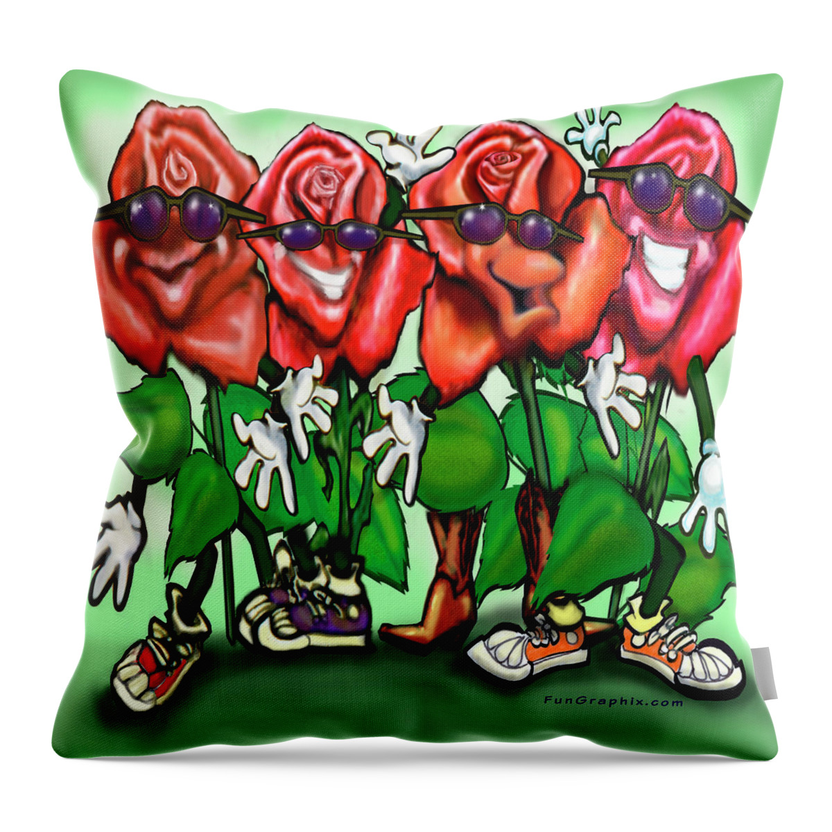 Rose Throw Pillow featuring the painting Roses Party by Kevin Middleton