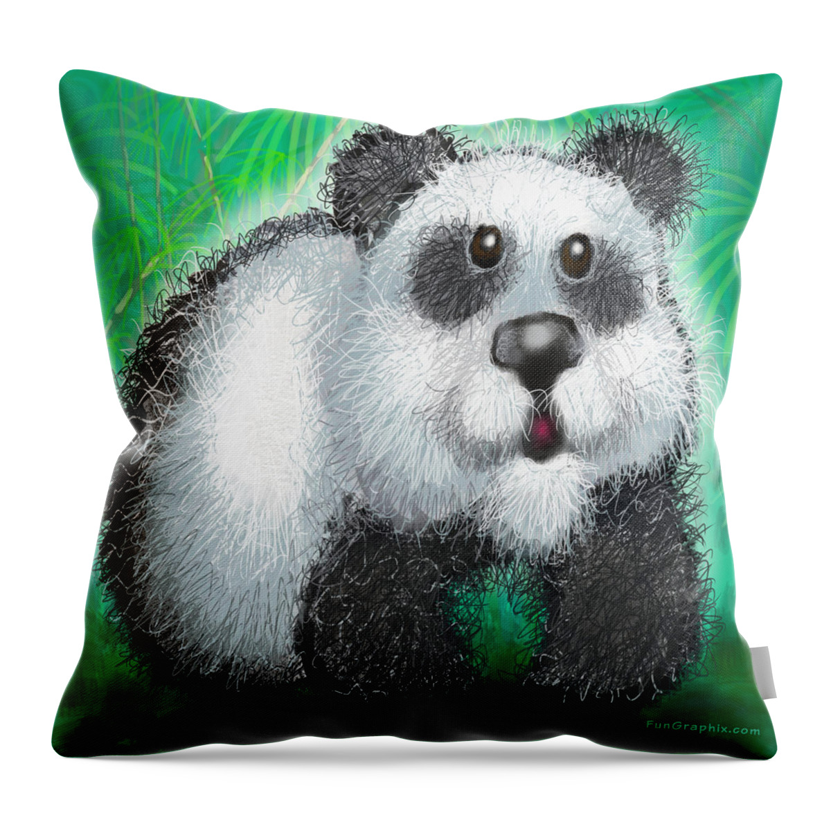 Panda Throw Pillow featuring the digital art Panda Bear by Kevin Middleton