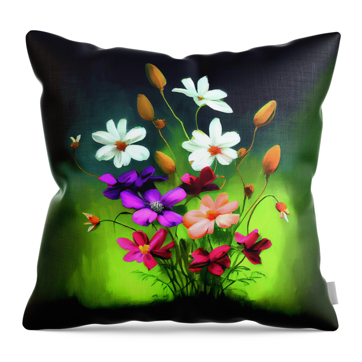 Wildflowers Throw Pillow featuring the digital art Joie De Vivre by Mark Tisdale