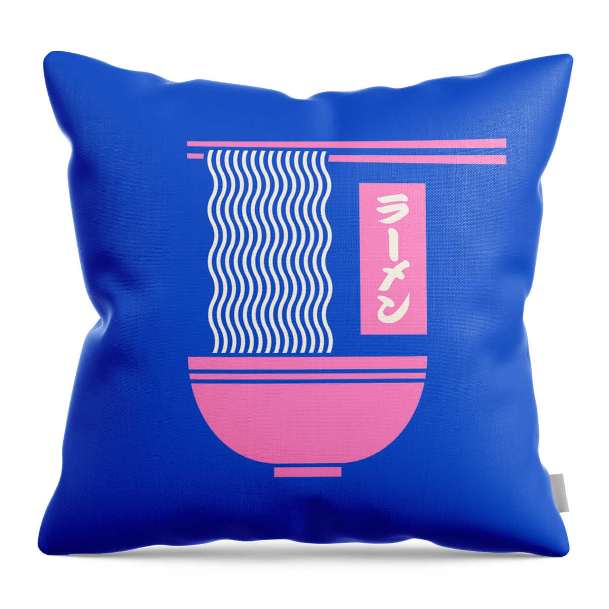 Ramen Throw Pillow featuring the digital art Ramen Minimal - Blue by Organic Synthesis