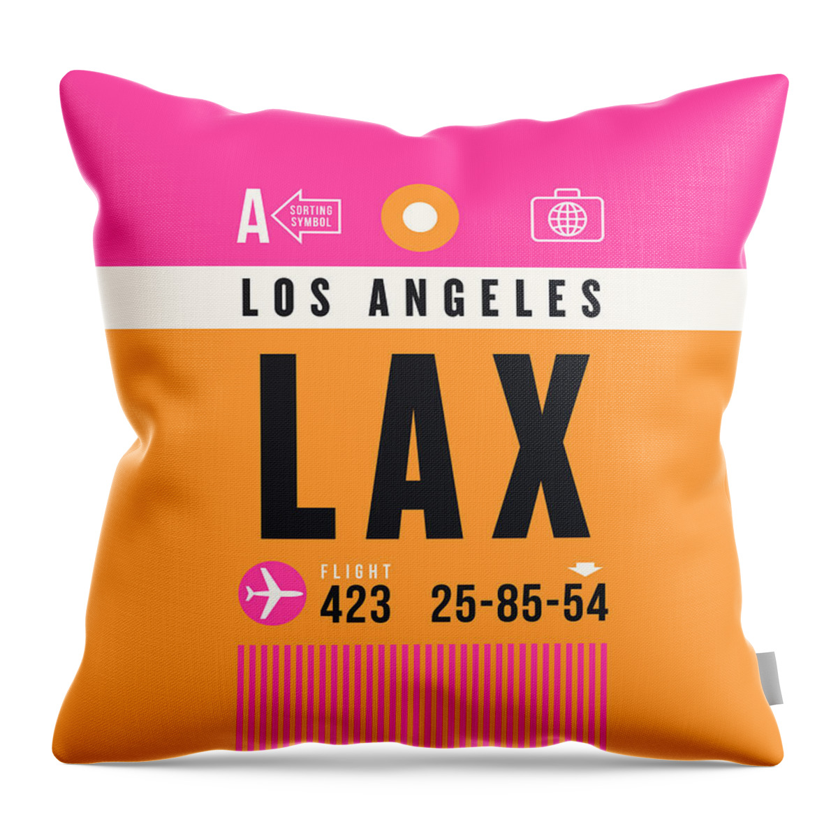 Airline Throw Pillow featuring the digital art Luggage Tag A - LAX Los Angeles USA by Organic Synthesis