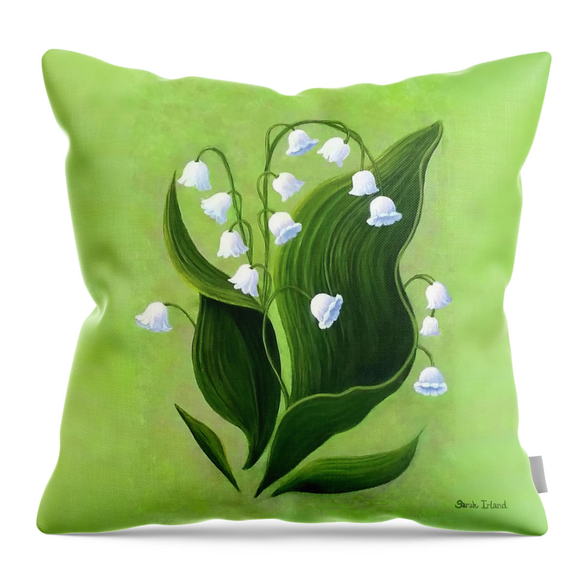Portrait Throw Pillow featuring the painting Megan's Lily of the Valley by Sarah Irland