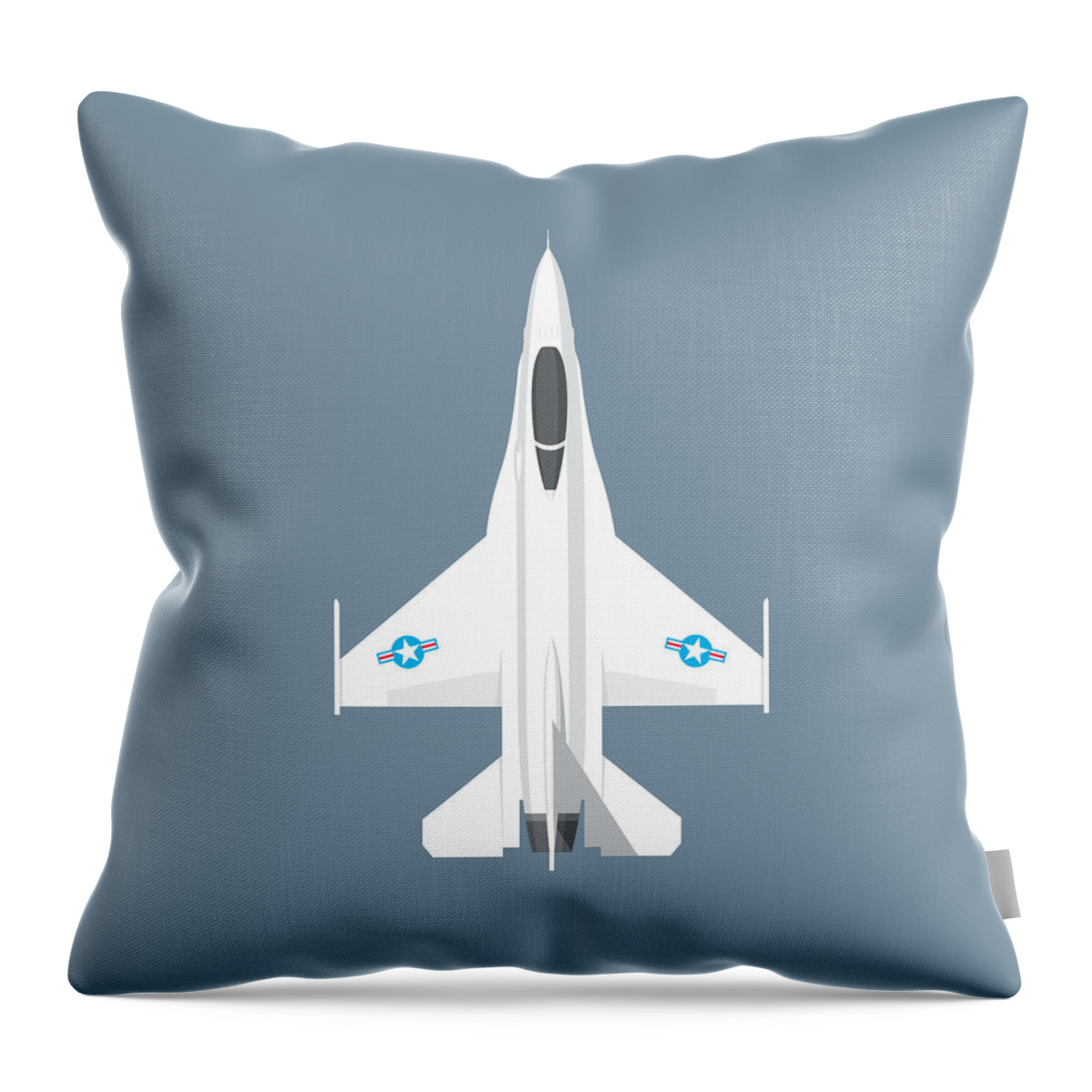 Fighter Throw Pillow featuring the digital art F-16 Falcon Fighter Jet Aircraft - Slate by Organic Synthesis