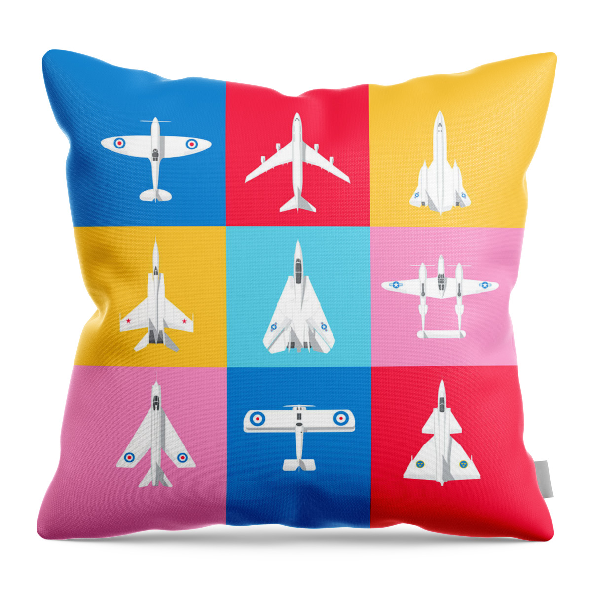Airplane Throw Pillow featuring the digital art Classic Iconic Aircraft Pattern - International by Organic Synthesis