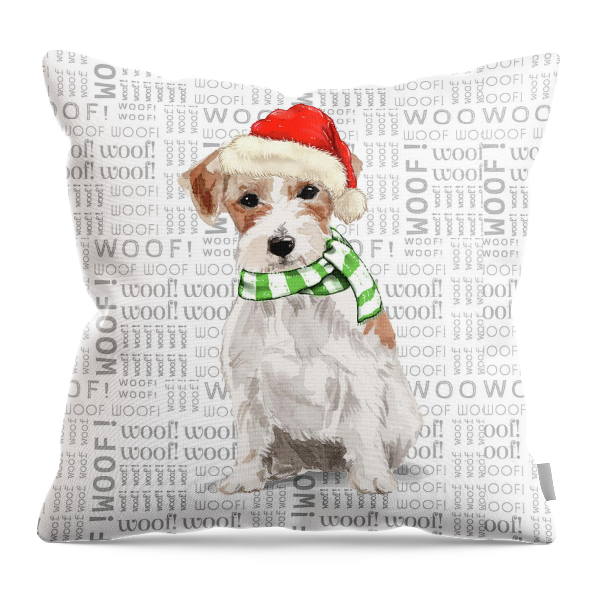  Jack Russell Terrier Throw Pillow featuring the digital art Jack Russell Dog Christmas by Doreen Erhardt