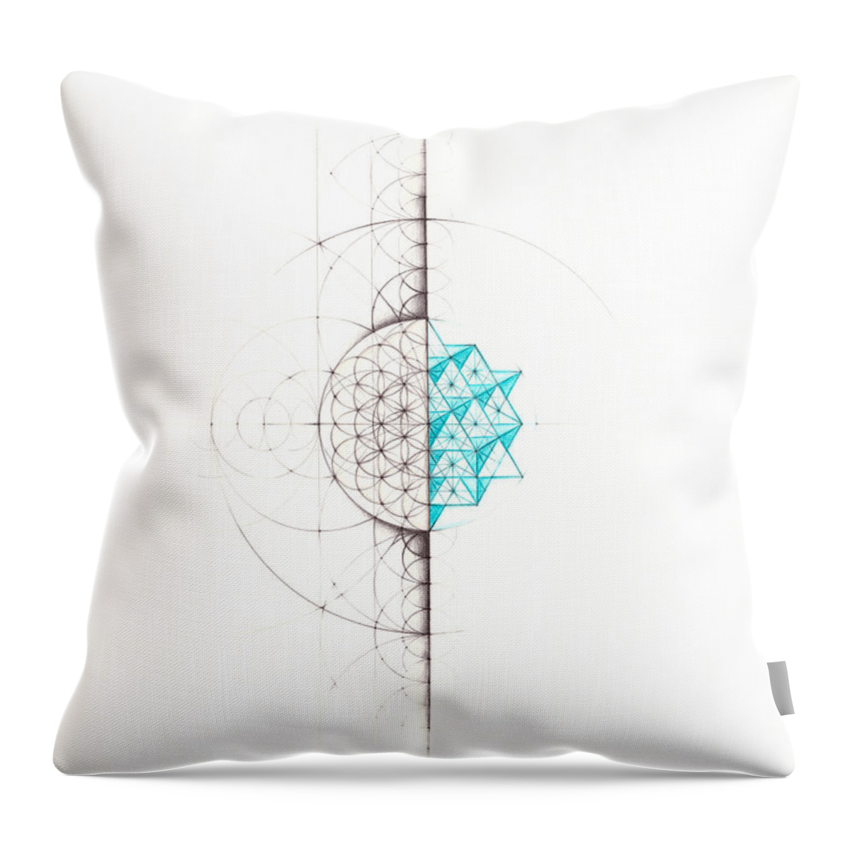 Geometry Throw Pillow featuring the drawing Intuitive Geometry 64 Tetrahedron Matrix by Nathalie Strassburg