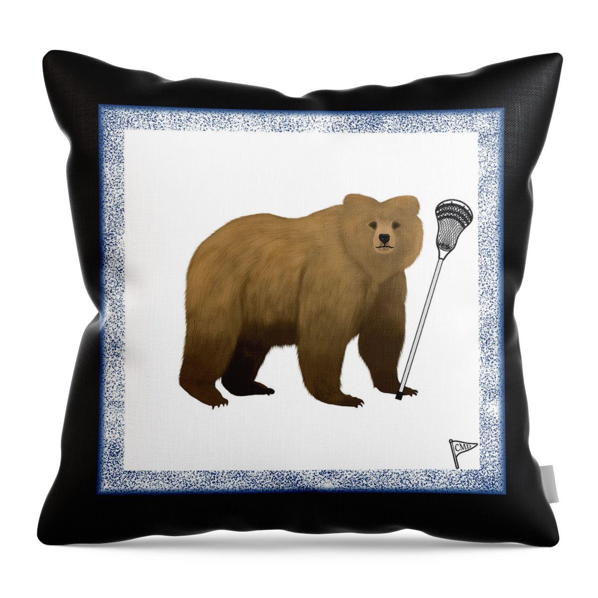 Bears Lacrosse Throw Pillow featuring the digital art Lacrosse Bear Blue by College Mascot Designs