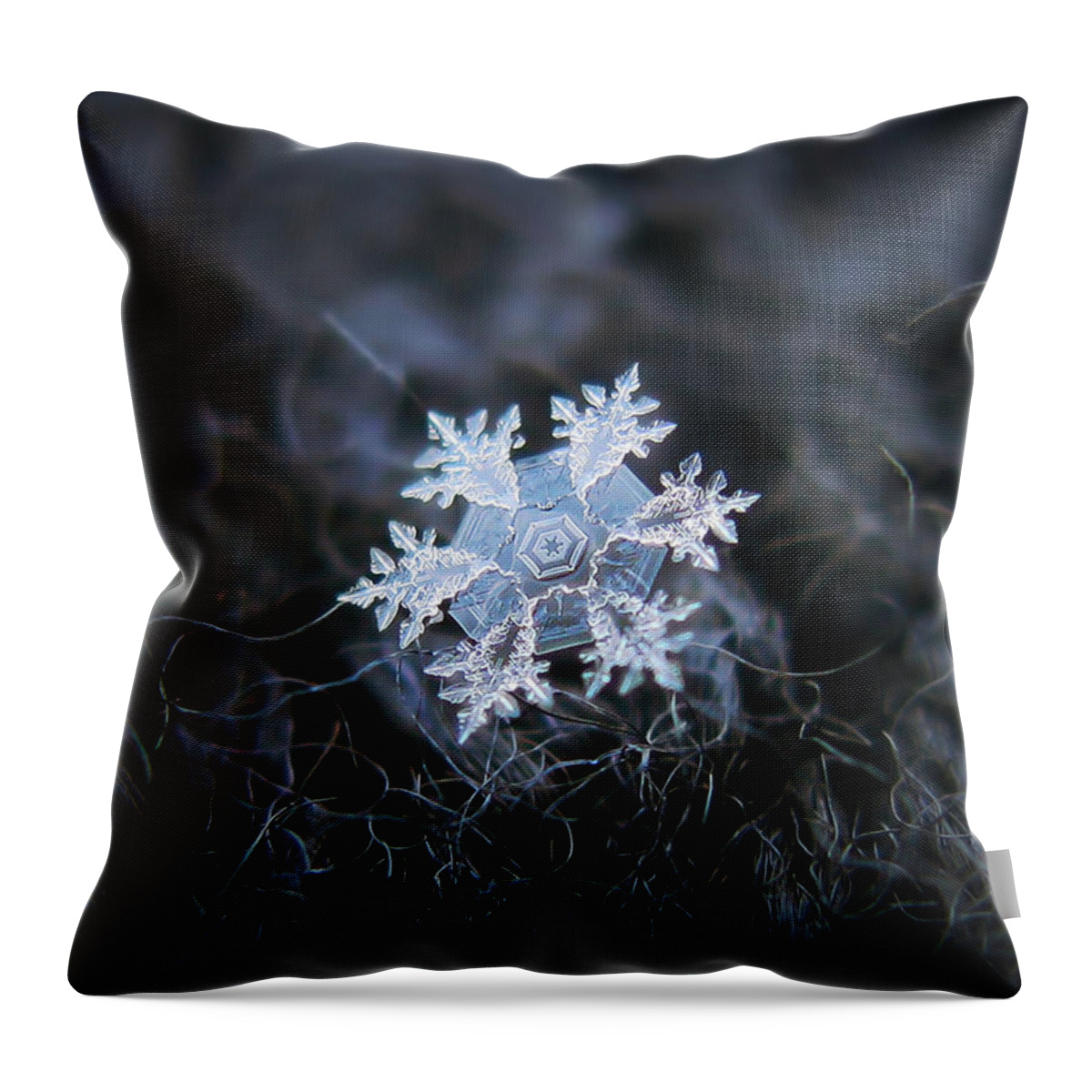 Snowflake Throw Pillow featuring the photograph Dark side by Alexey Kljatov
