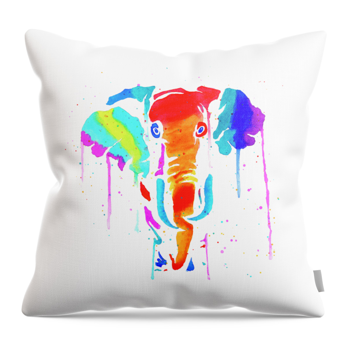 Elephant Throw Pillow featuring the painting Elephant Drip Art by Deborah League