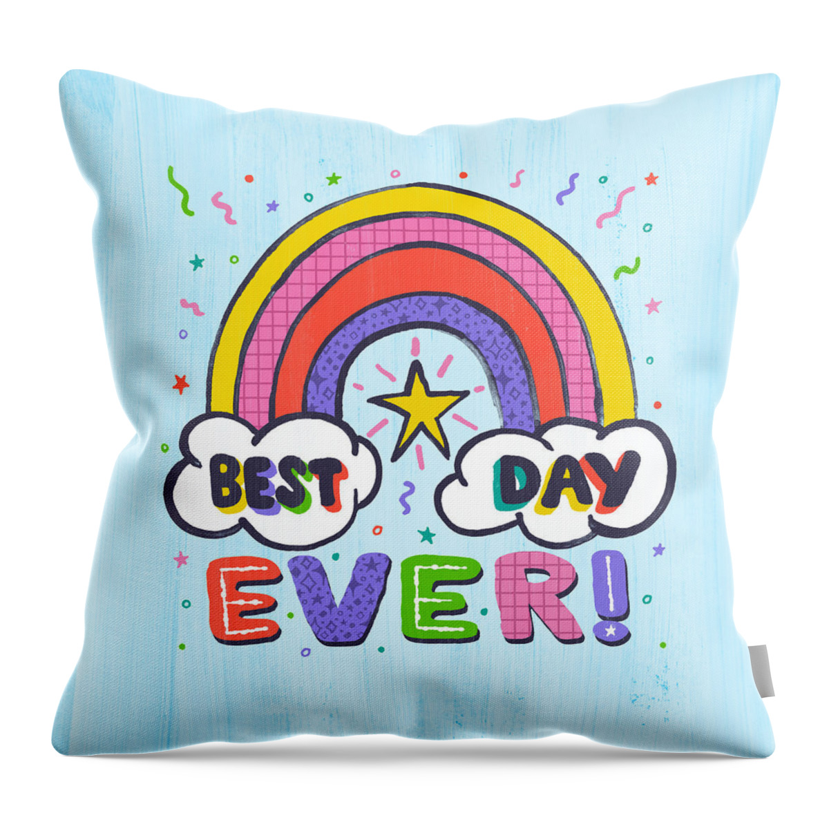 Happy Throw Pillow featuring the painting Best Day Ever - Art by Jen Montgomery by Jen Montgomery